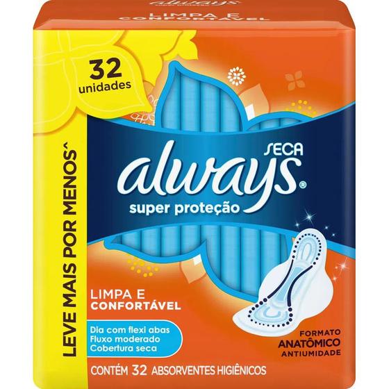 Imagem de Absorvente Always Super Proteção Seca com Abas com 32 Unidades