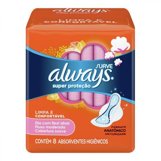 Imagem de Absorvente Always Super Proteção Suave Com Abas 8 Unidades