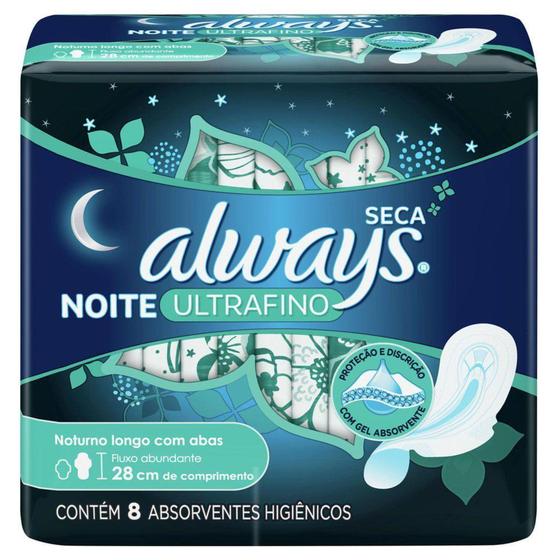 Absorvente Always Ultrafino Noites Tranquilas Seca com Abas 8 Unidades Menor preço em Absorvente Always Ultrafino Noites Tranquilas Seca com Abas 8 Unidades