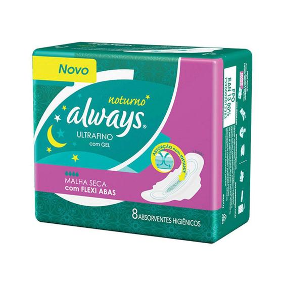 Imagem de Absorvente Always Ultrafino Noturno Seca com Abas 8 Unidades