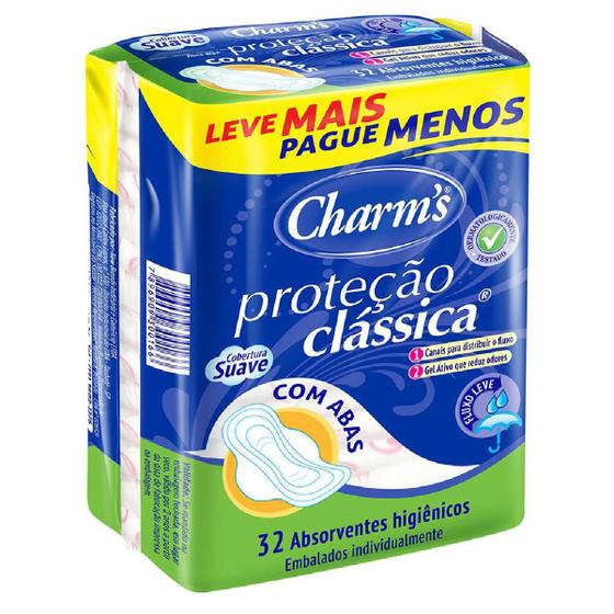 Imagem de Absorvente charms proteção classica c/abas leve 32 un