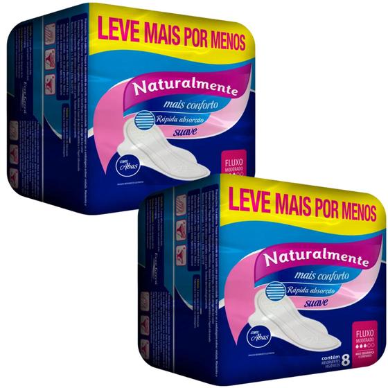 Imagem de Absorvente Com Abas Naturalmente Gel Mais Com 8 Unidades  Leve 8 Pague 7