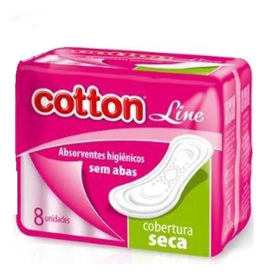 Imagem de Absorvente Cotton Line Cobertura Seca Sem Abas 8 Unidades