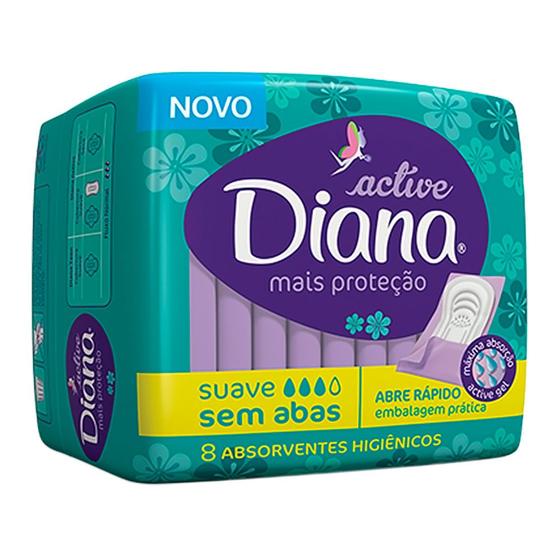 Imagem de Absorvente Diana Active Cobertura Suave sem Abas com 8 Unidades