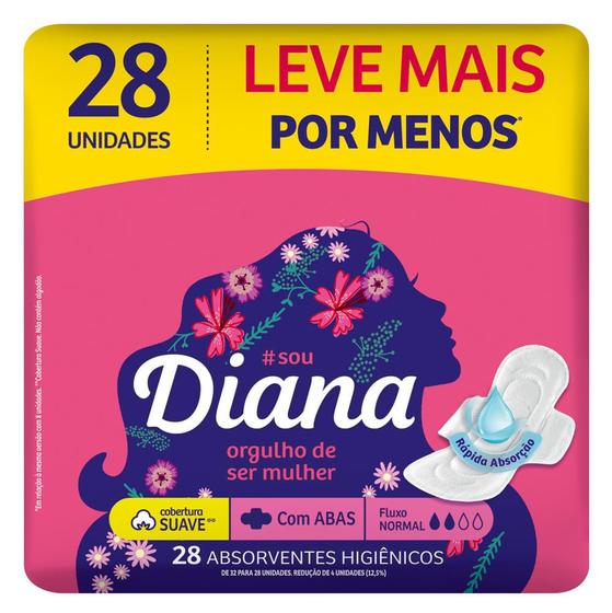 Imagem de Absorvente Diana Cobertura Suave com Abas com 28 Unidades Leve Mais Por Menos