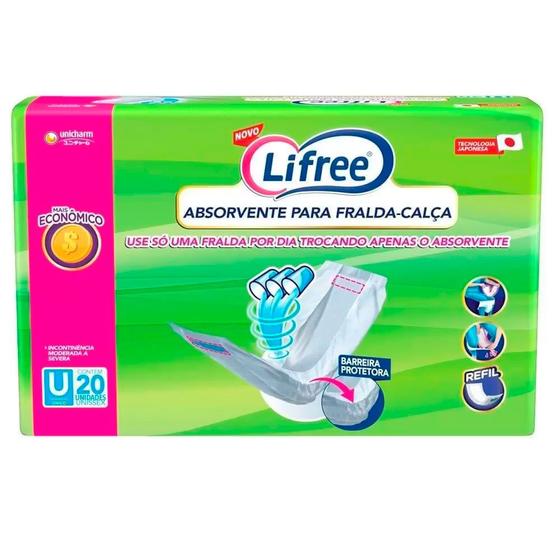 Imagem de Absorvente Geriátrico Lifree para Fralda Calça Refil com 20 Unidades