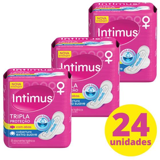 Imagem de Absorvente Intimus com abas Cobertura Suave Kit 24 unidades