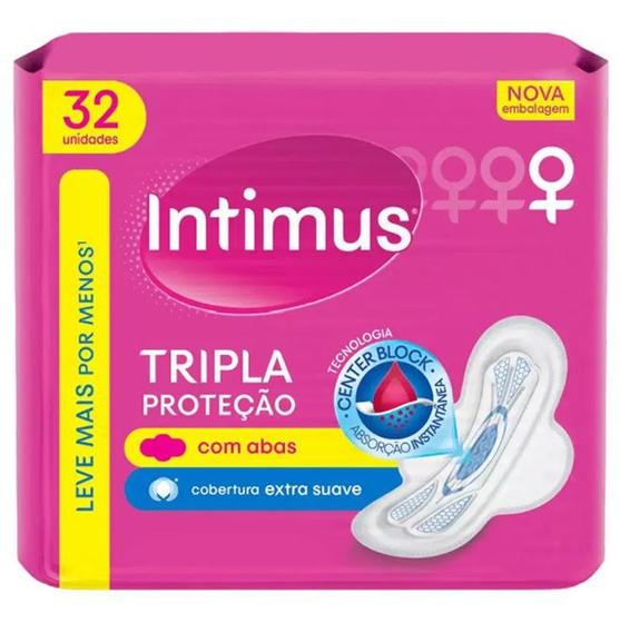 Imagem de Absorvente Intimus Gel Tripla Proteção suave, com abas, 32 unidades