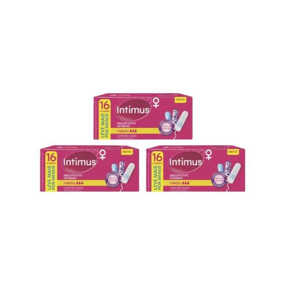 Imagem de Absorvente Intimus Interno Com 16 Medio - Kit C/ 3un