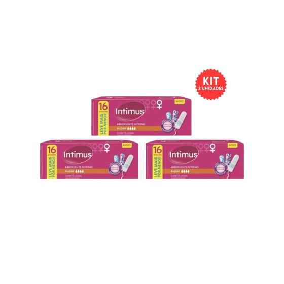 Absorvente Intimus Interno Com16 Super - Kit C/3Un Imagem de Absorvente Intimus Interno Com16 Super - Kit C/3Un