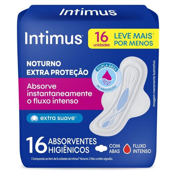 Imagem de Absorvente Intimus Noturno Suave com Abas 16 Unidades