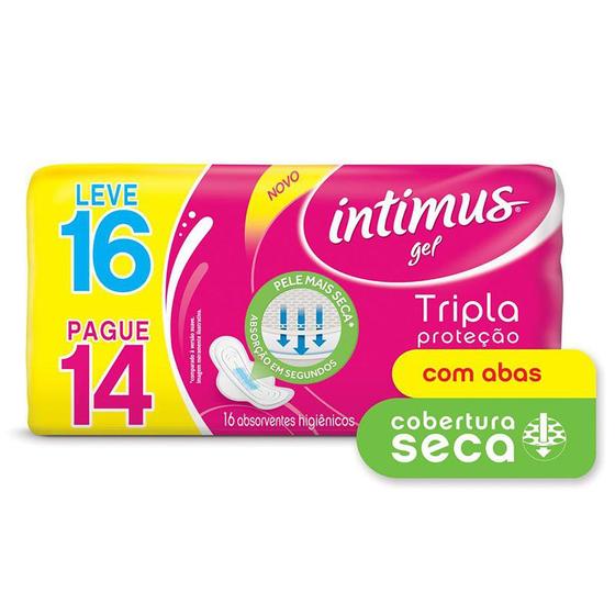 Imagem de Absorvente intimus tripla proteção cobertura seca com abas pague 14 e leve 16 unidades