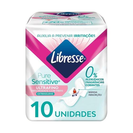 Imagem de Absorvente Libresse Pure Sensitive Ultrafino Extra Suave com Abas 10 unidades