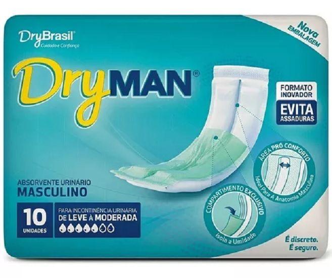 Imagem de Absorvente Masculino Dryman Gel Leve E Moderado Pct C/10 Un