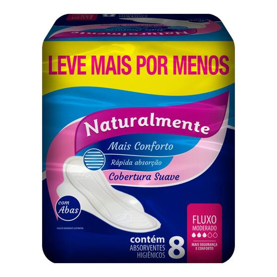 Imagem de Absorvente Naturalmente Mais Conforto Suave com Abas 8 Unidades Leve Mais Por Menos