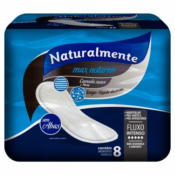 Imagem de Absorvente naturalmente max noturno sem abas 8 un.