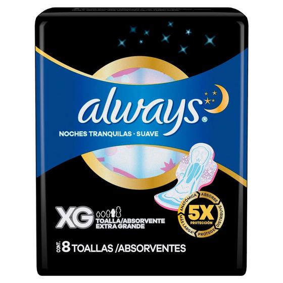 Absorvente Noturno Always Noites Tranquilas Suave Extra Grande com Abas 8 Unidades Menor preço em Absorvente Noturno Always Noites Tranquilas Suave Extra Grande com Abas 8 Unidades
