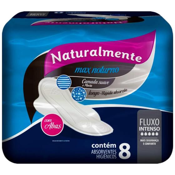 Imagem de Absorvente  Noturno Naturalmente Max com abas 8 un