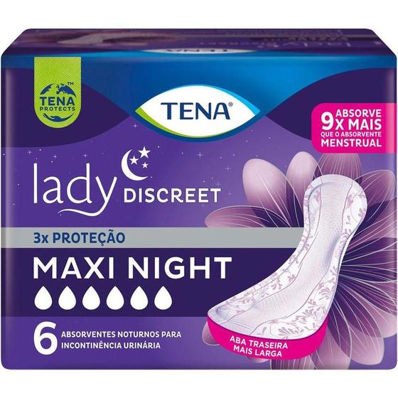 Imagem de Absorvente Para Incontinência Urinária Tena Lady Discreet Maxi Night 6 Unidades