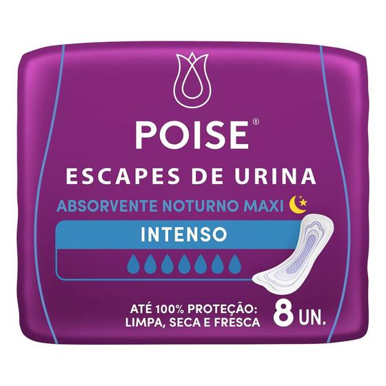 Imagem de Absorvente Poise Escapes De Urina Noturno Maxi Intenso Com 8 Unidades