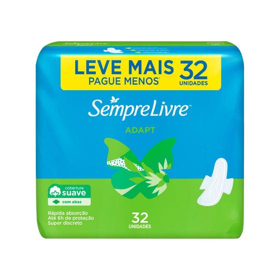 Menor preço em Absorvente Sempre Livre Adapt Com 32 Leve + Pague - Suave Com Abas  Especial