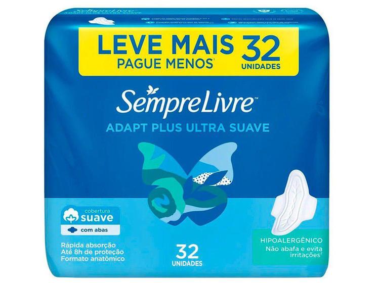 Imagem de Absorvente Sempre Livre Adapt Plus - com Abas 32 Unidades