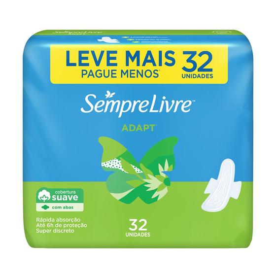 Absorvente Sempre Livre Adapt Suave Com Abas 32 Unidades Menor preço em Absorvente Sempre Livre Adapt Suave Com Abas 32 Unidades