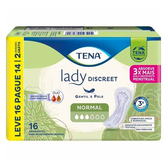 Imagem de Absorvente Tena Lady Discreet Normal para Incontinência Urinária Pague 16 e Leve 14 Unidades