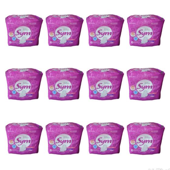 Imagem de Absorventes com abas Sym  Total Protect - Kit com 12 pacotes com 08 unidades