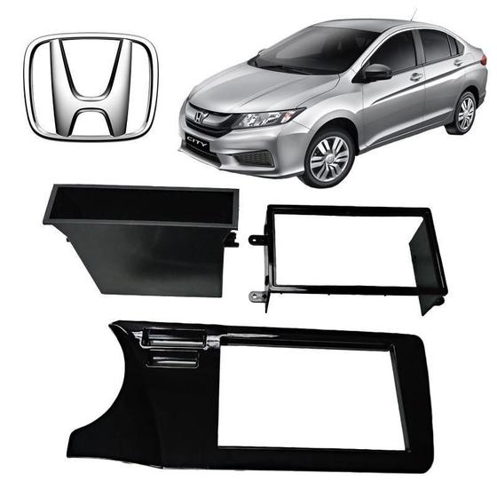 Imagem de Acabamento 1 e 2 Din Honda City EX 1.5 CVT Flex 2015 Preto 