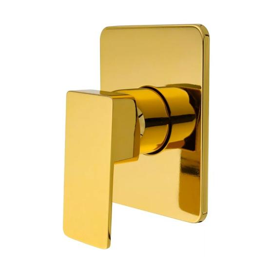 Imagem de Acabamento de metal dourado gold brilhante quadrado para registro monocomando de 1/2 ou 3/4 docol para chuveiro banheiro