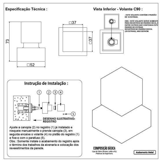 Imagem de Acabamento Para Registro Pressão Gaveta Cromado Padrão Deca