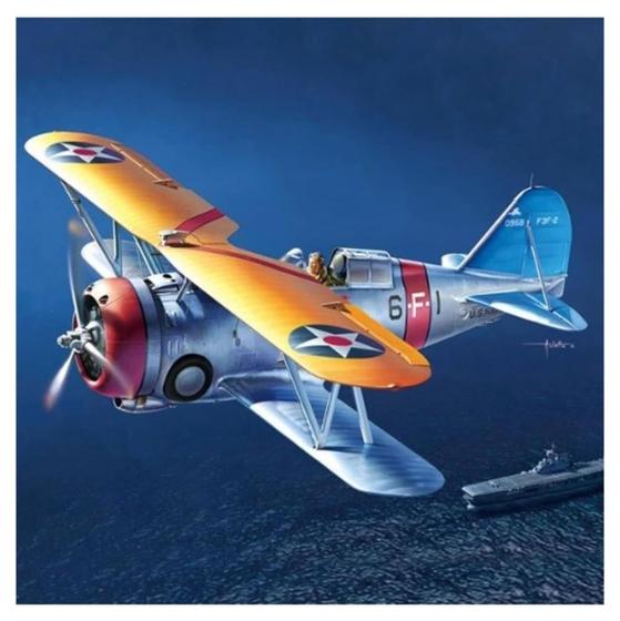 Imagem de Academy 1/48 F3F-2 VF-6 Fighting Six Biplano Modelo Plástico Detalhado