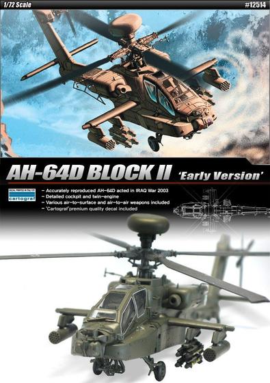 Imagem de Academy 1/72 AH-64D Block II Early Version 12514 Helicóptero Militar