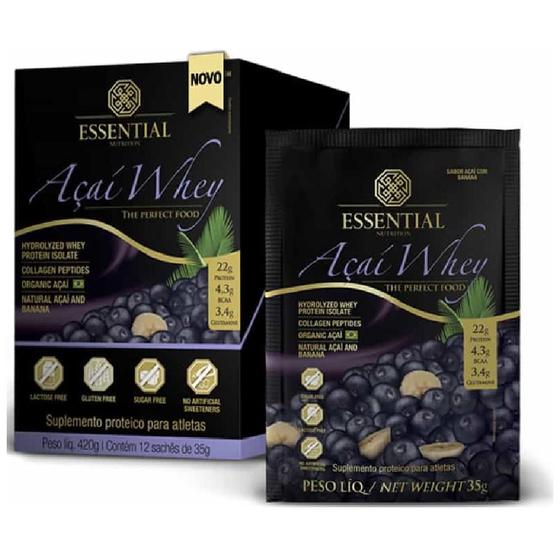 Açaí Whey Sachê Display (12 Unidades 35g) 420g Essential - Essential ...