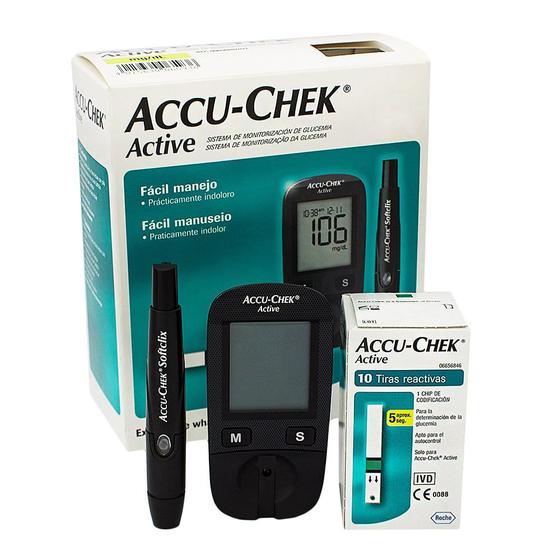 Imagem de Accu-Chek Active Kit Monitor de Glicemia com 1 Monitor + 10 Tiras Teste + 1 Lancetador + 10 Lancetas