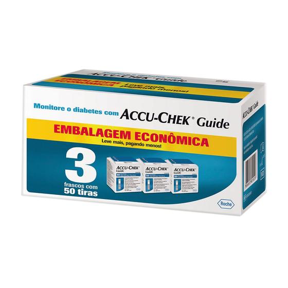 Accu-Chek Guide Tira Teste 3 Frascos com 50 Unidades cada Embalagem Econômica Menor preço em Accu-Chek Guide Tira Teste 3 Frascos com 50 Unidades cada Embalagem Econômica