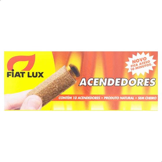 Imagem de Acendedor em Bastão com Fósforo para Carvão e Lenha Fiat Lux Caixa com 10 Unidades