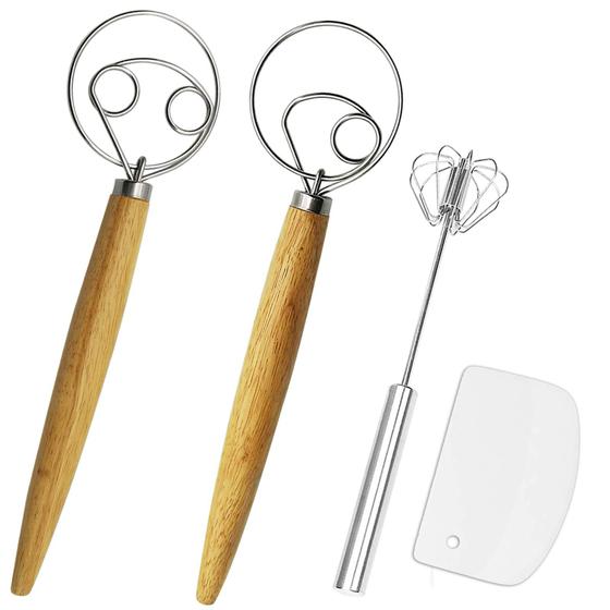 Imagem de Acessório de cozinha Listenman Danish Dough Whisk Misturador de pão e conjunto de batedor de ovos