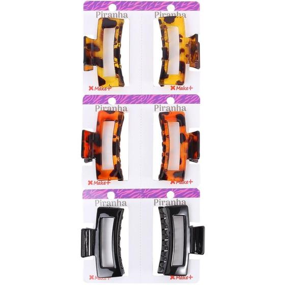 Imagem de Acessório para Cabelo Piranha Retangular 6CM Pacote com 6