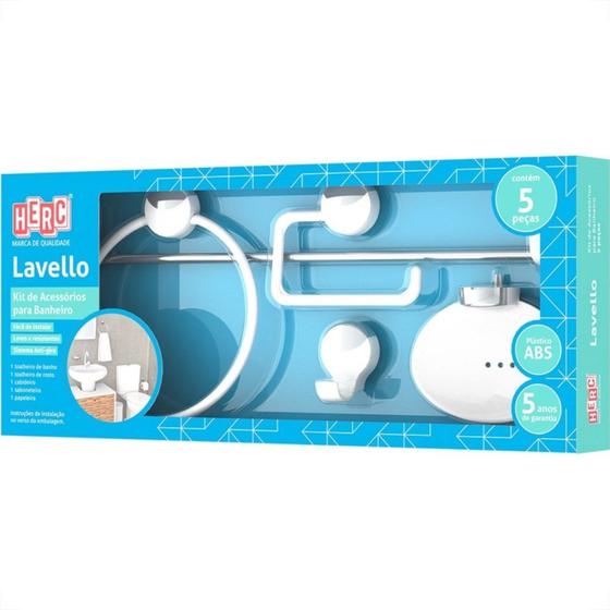 Imagem de Acessorio Wc Herc Lavello Kit Com 5 Pecas Branco /Cromado 4091