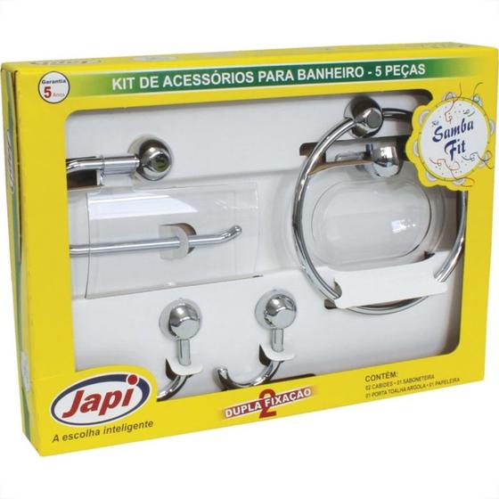 Imagem de Acessorio Wc Japi Samba Fit Cromado Kit Com 5 Pecas Jkscf
