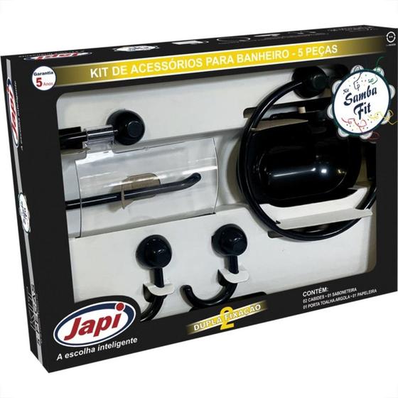 Imagem de Acessorio Wc Japi Samba Fit Preto Kit Com 5 Pecas Jkskf