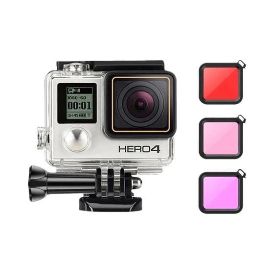 Imagem de Acessórios à Prova d'Água para GoPro Hero4/3+ - Caixa de Mergulho com Filtro