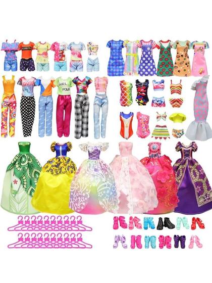 Imagem de Acessórios De Boneca Da Moda 28 Peças Vestido Terno Maiô Óculos Sapatos Cabides Para Barbie