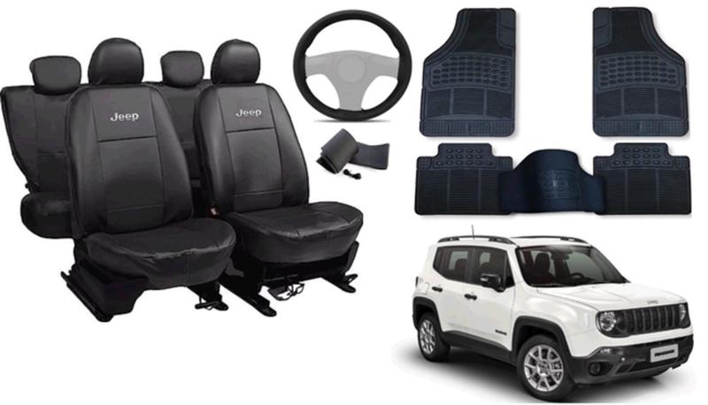 Imagem de Acessórios Jeep Renegade 2015-2023: Kit Completo com Couro, Tapete e Volante