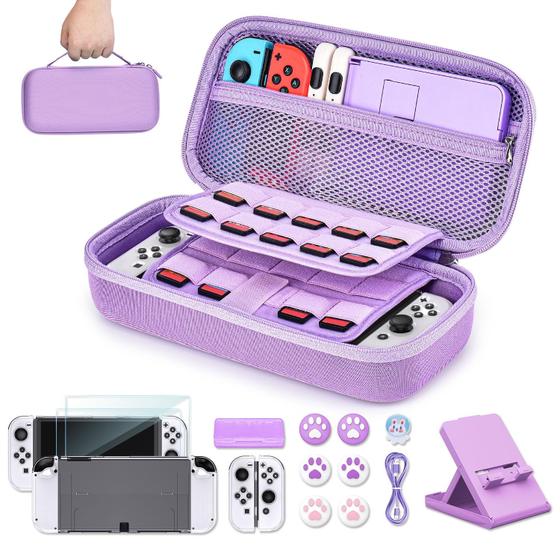 Imagem de Acessórios Younik para Switch OLED - Kit 16 em 1 com Estojo