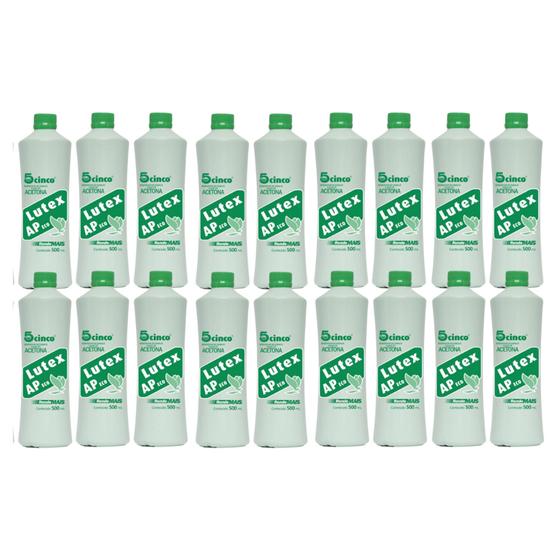 Imagem de Acetona Lutex Cinco 500ml Removedor de Esmaltes a base de Acetona - 18 Unidades