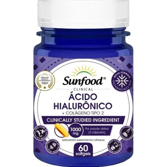 Imagem de Acido Hialuronico + Colageno Tipo 2 1000Mg 60 Caps - Sfood