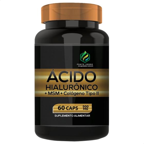 Imagem de Acido Hialuronico + Colageno Tipo II + MSM 60Cáps - Fonte Verde